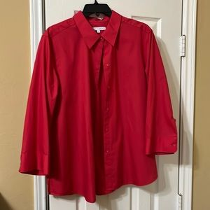 Foxcroft red 3/4 sleeve wrinkle free shirt size 18